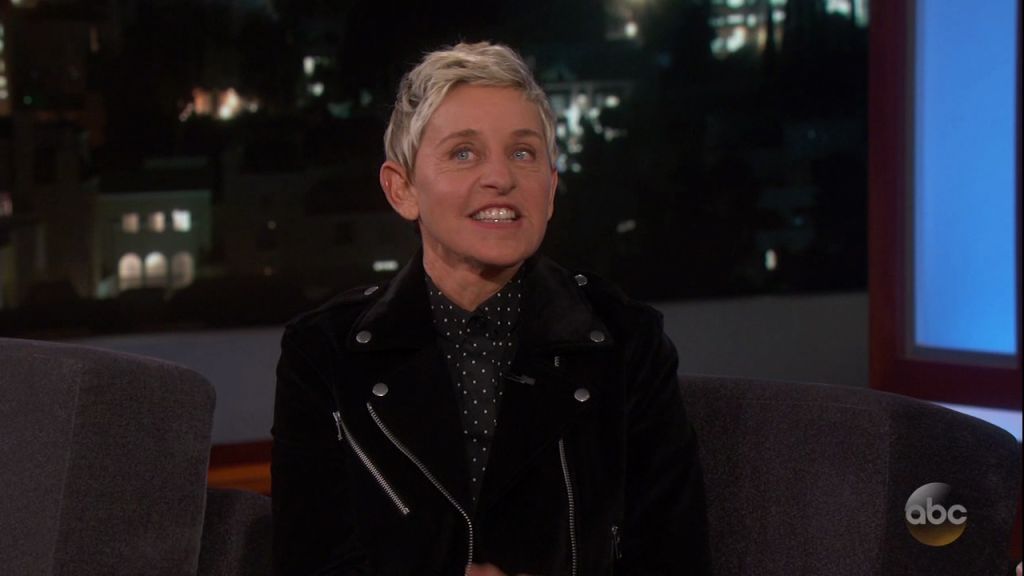 Ellen DeGeneres during an appearance on ABC's Jimmy Kimmel Live!'