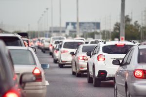 Traffic jam at road.Background blurred
