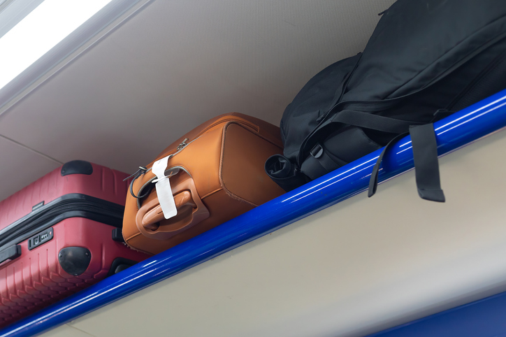 Suitcases on the luggage rack