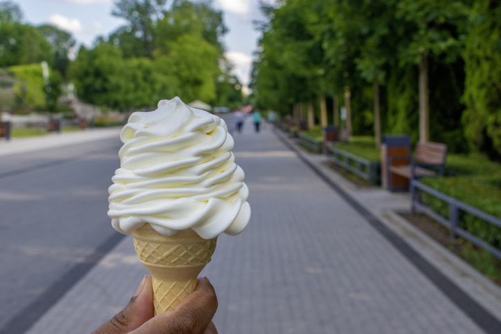 vanilla soft ice in a waffle